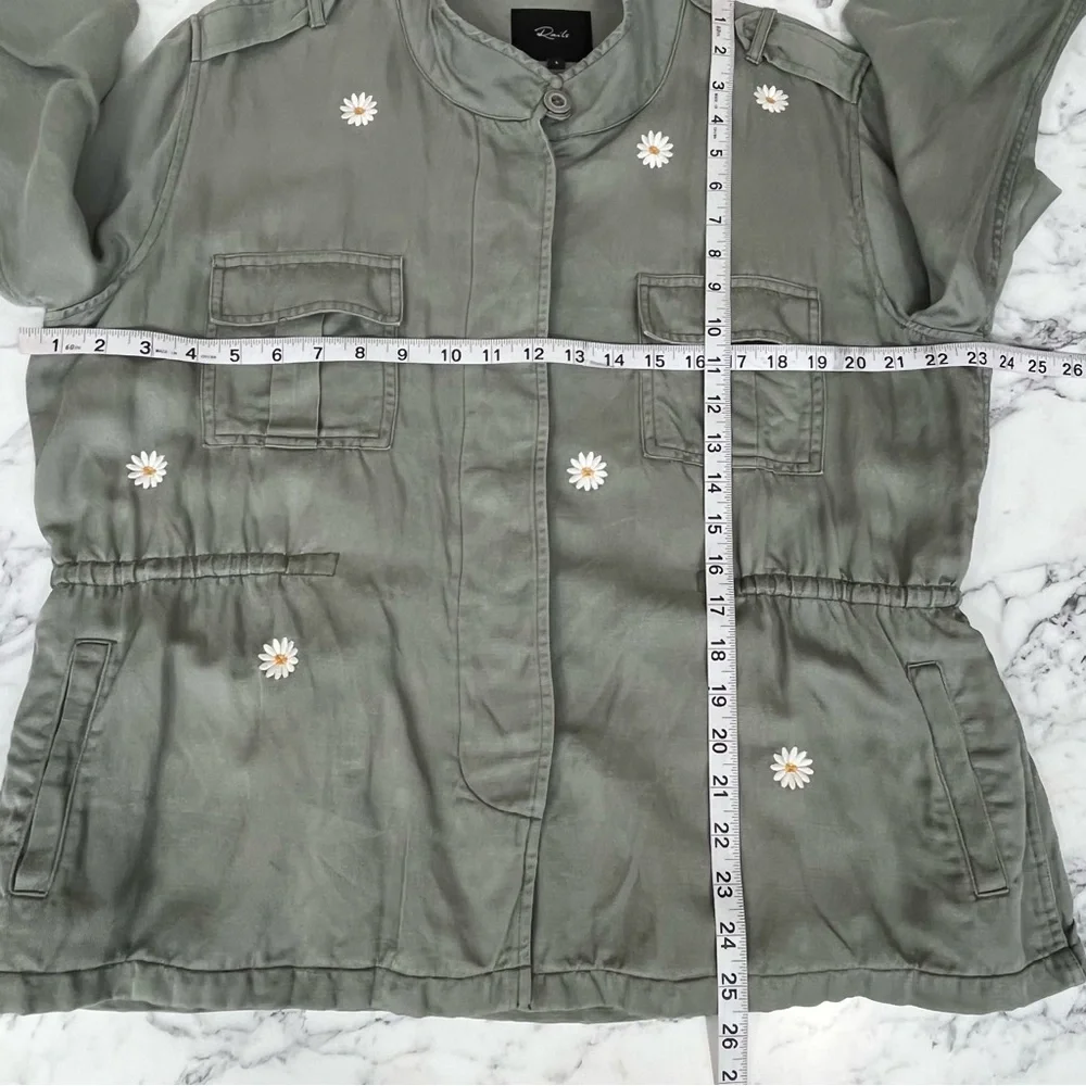 Rails Sahara Sage Embroidered Daisies Jacket Green Linen Blend Large - Picture 13 of 14